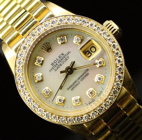 rolex gold women's watch used|Rolex lady Datejust 18k gold.